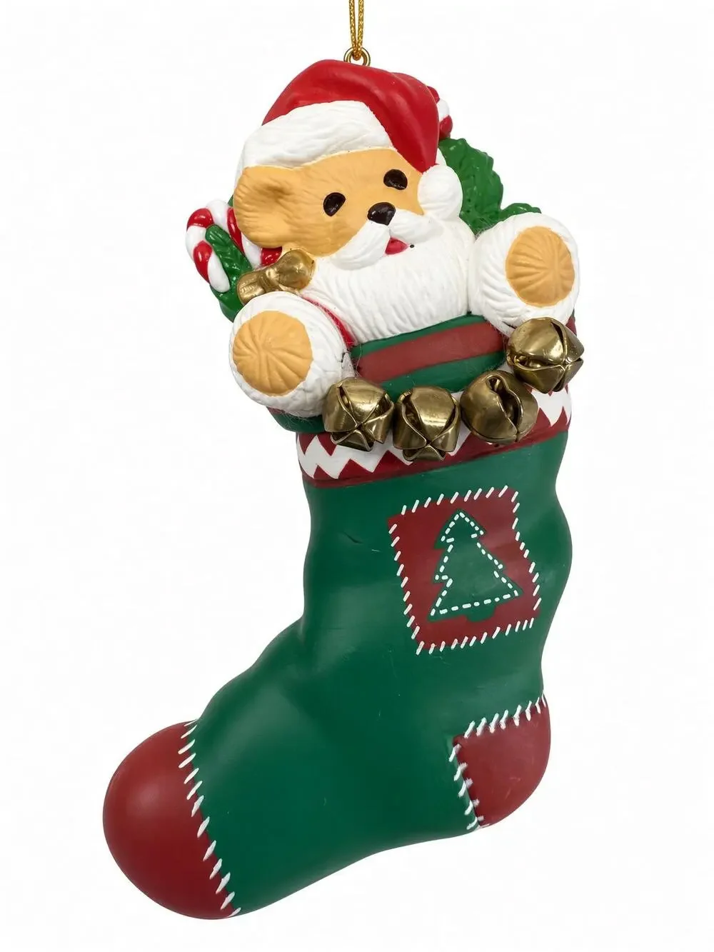 1996 Hallmark Christmas Stocking Ornament, Santa Face, Vintage Holiday Decor